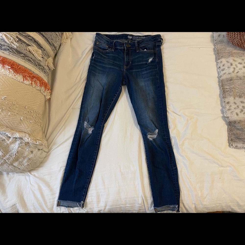 Gap Distressed Raw Hem Skinny Jeans